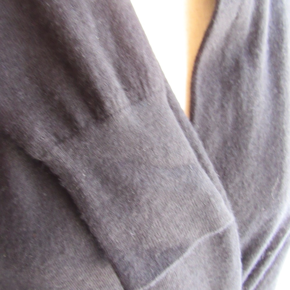 Solid Black Wrap Look Sweater 100% Cashmere Long Sleeve Club Monaco Small S - Picture 6 of 8